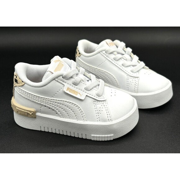 Puma Jada Animal Leopard Print Toddler Sneaker Size 5C White Granola Black NNB - Picture 3 of 16